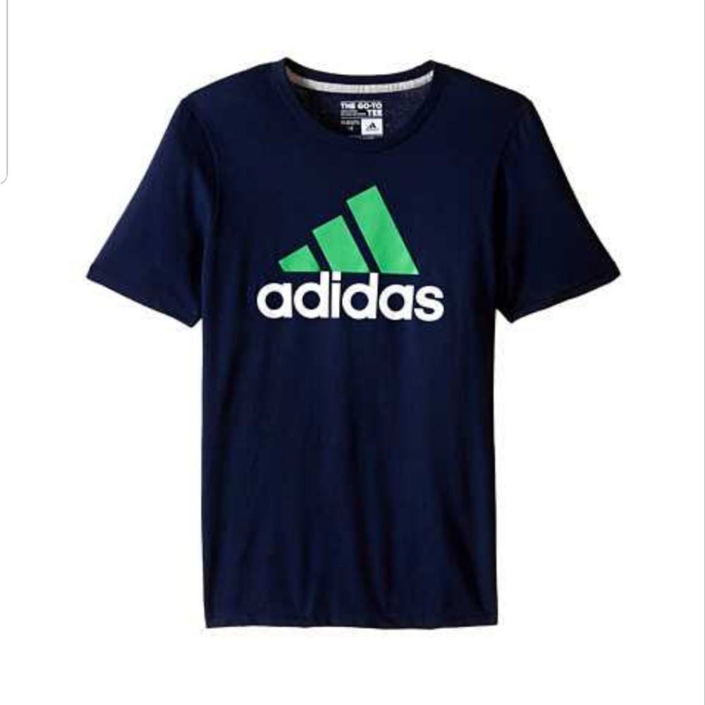 Adidas Navy Blue and Lime Green Tee